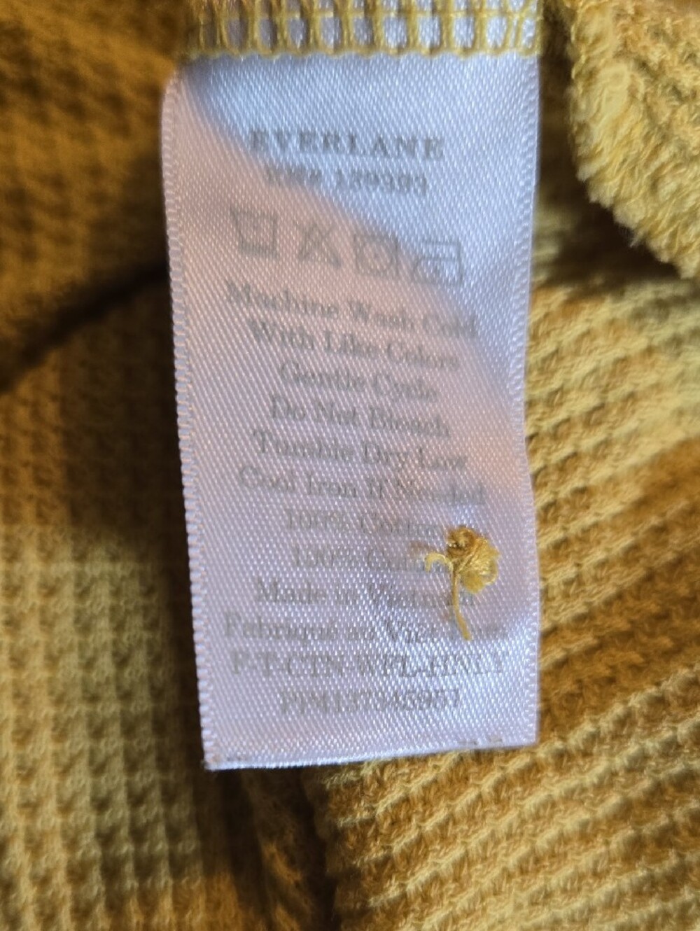 Everlane Mustard Waffle Henley Long Sleeve Top - Picture 7 of 7